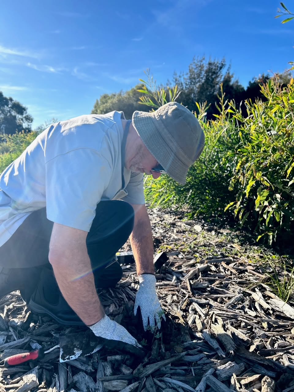 Keith planting at the Garvey Park Green-up